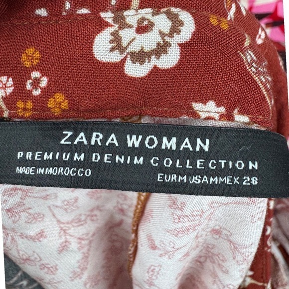 ZARA WOMAN M Maxi Long Sleeve Floral Patchwork Colorblock Shirt Kimono Dress - Picture 7 of 12